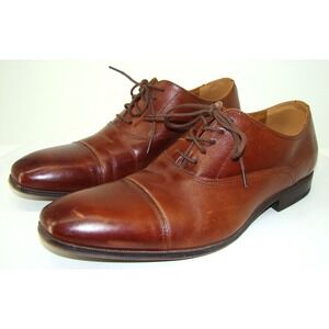 FLORSHEIM Dress Shoes COGNAC Brown Leather Cap Toe Oxford SIZE 10M   C132